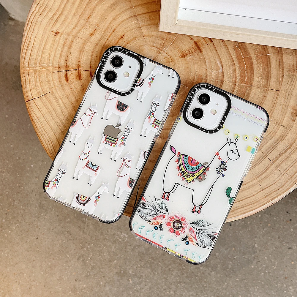 

Cute Alpaca Animals Phone Case For iPhone 13 12 11 Pro Max X XS XR Max 7 8 Plus SE2 Soft Silicon TPU Clear Back Cover