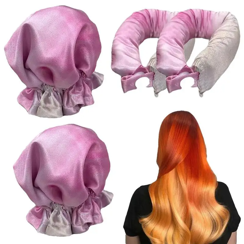 

Повязка на голову с атласными завитками без нагрева, ролики для волос без тепла, с колпачками для волос, создают потрясающий французский пончик для волос