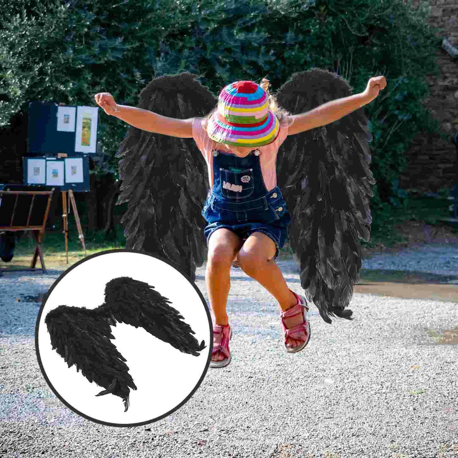 

Angel Wings Girl Outfit Costume Stage Performance Supply Clothing Child Black