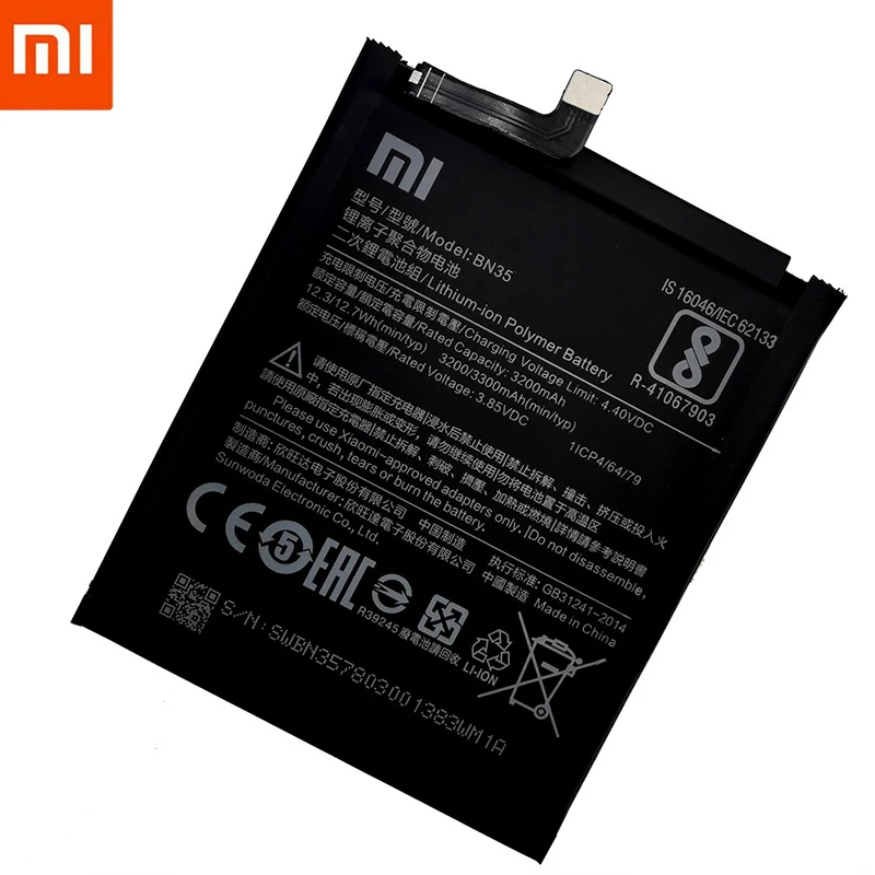 Xiaomi Оригинальная аккумуляторная батарея BN35 для Xiaomi Redmi 5 5.7" замена 3300 мАч высокой емкости батареи+инструменты.