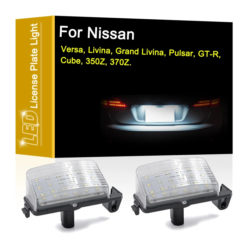 

12V LED Number Plate Lamp For Nissan Versa Grand Livina Pulsar GT-R Cube 350Z 370Z Livina White License Plate Light Assembly
