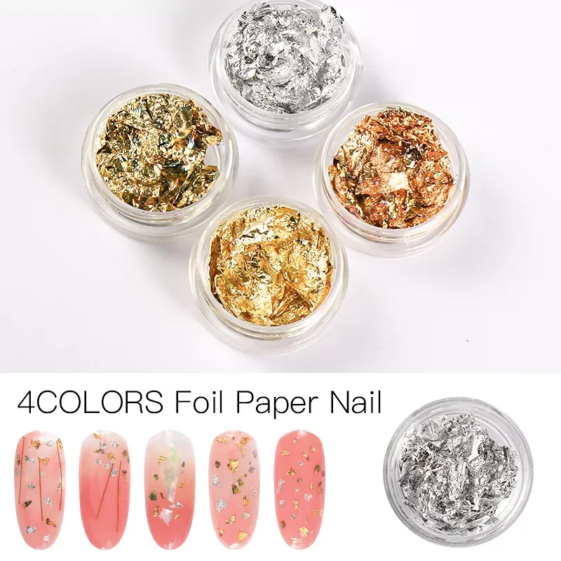 

Gold Silver Colorful Nail Art Foil Paper Irregular Aluminum Nail Sticker Nail Art Accessories Glitter Gel Polish Nail Decoration