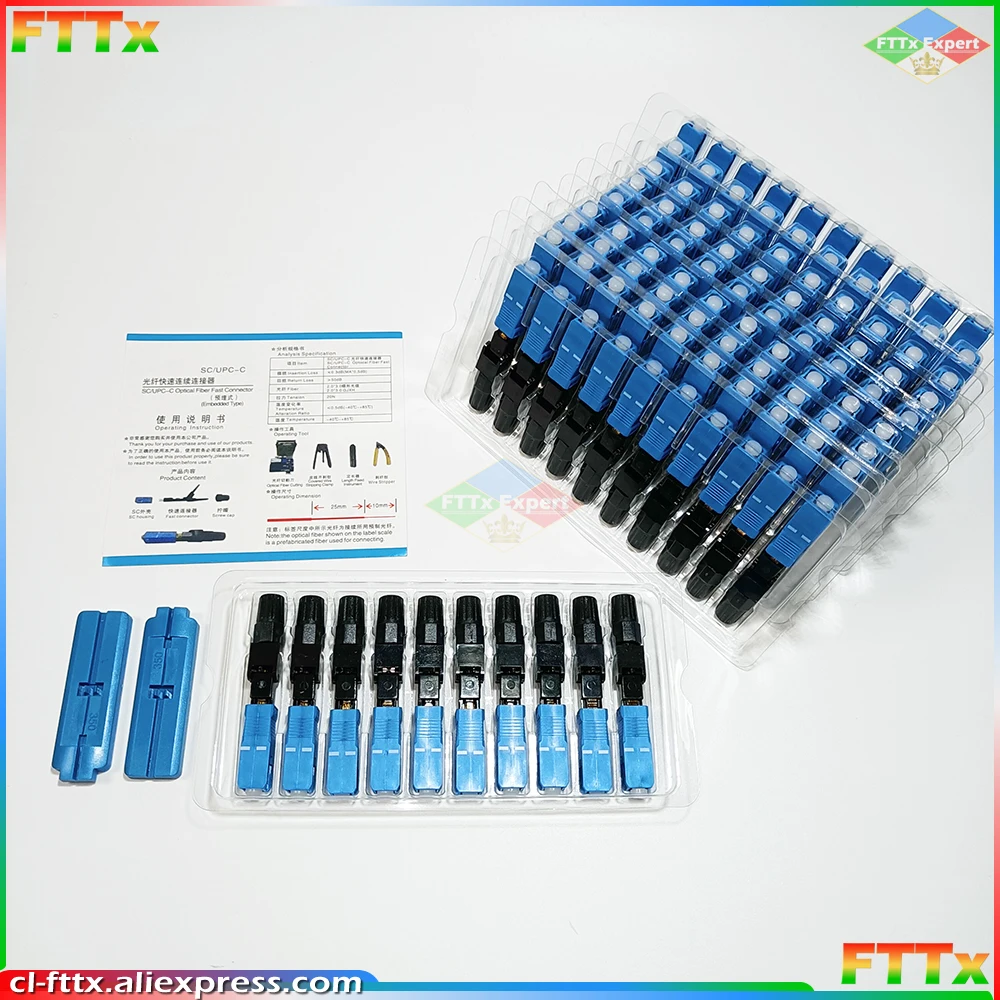 50pcs 100pcs Lot Quick Field Assembly FTTH Embedded Fiber Optic Fast Connector SC APC SM Fiber Optic SC UPC Cold Connector
