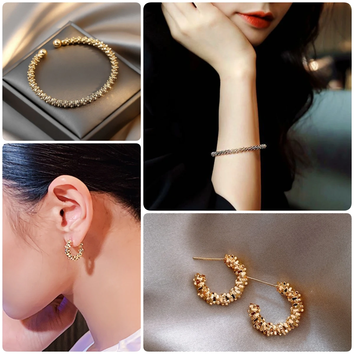 

New Classic Simple Copper Alloy Gold Colour Jewelry Bracelets Korean Fashion Accessories Girl Unusual Gift for Woman Pulsera