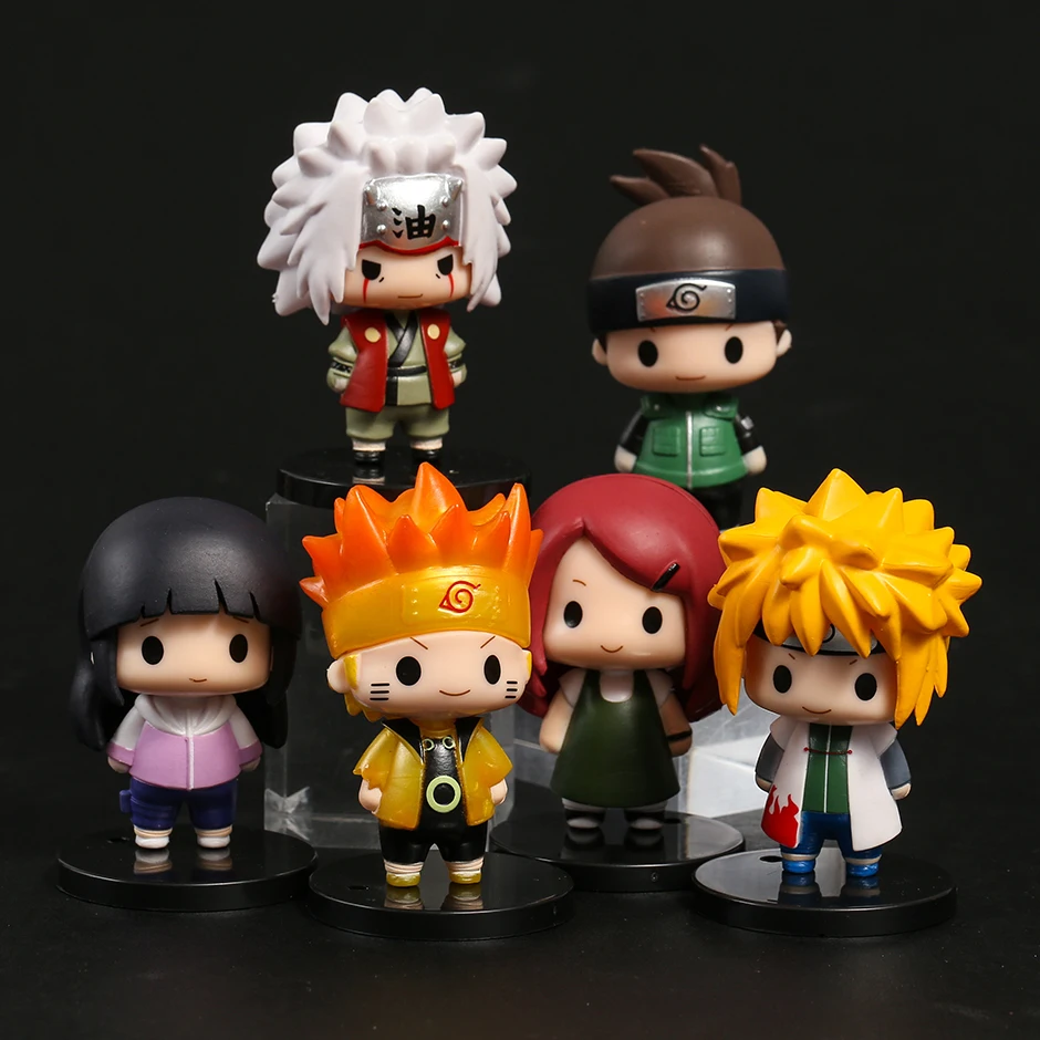 

6 шт. Q версия NARUTO Uzumaki Наруто Хьюга Хината Namikaze Minato Jiraiya Q Фигурки ПВХ модели игрушки Аниме куклы