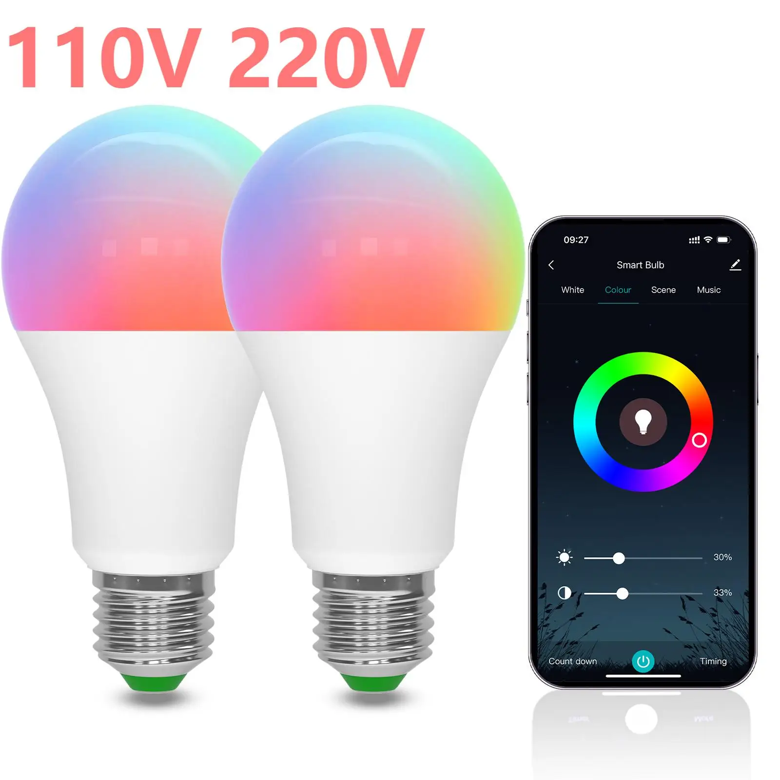 Умная светодиодная лампа с резьбой E27 220 В 2700 в переменного тока