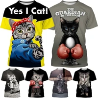 new style funny boxing cat 3d printed t shirt fashion unisex casual round neck short sleeved funny cat printed