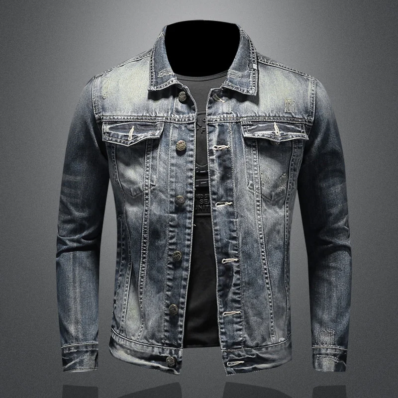 

High Quality Spring Jackets Men Autumn Denim Vintage Casual Jeans Coat Mens Slim Fit Cotton Outwear Motorcycle Biker