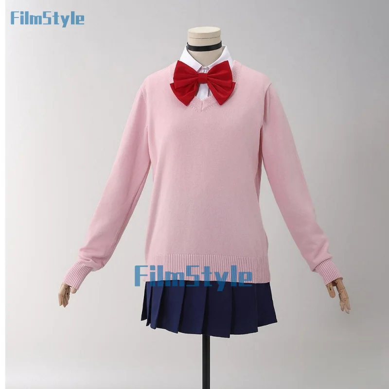 Аниме dandadan Momo Ayase карнавальный костюм розовый топ юбка серьги колье школьная