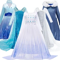 kids frozen 2 costume little girls princess carnival cloak vestidos children elsa long sleeve clothes party luxury clothing