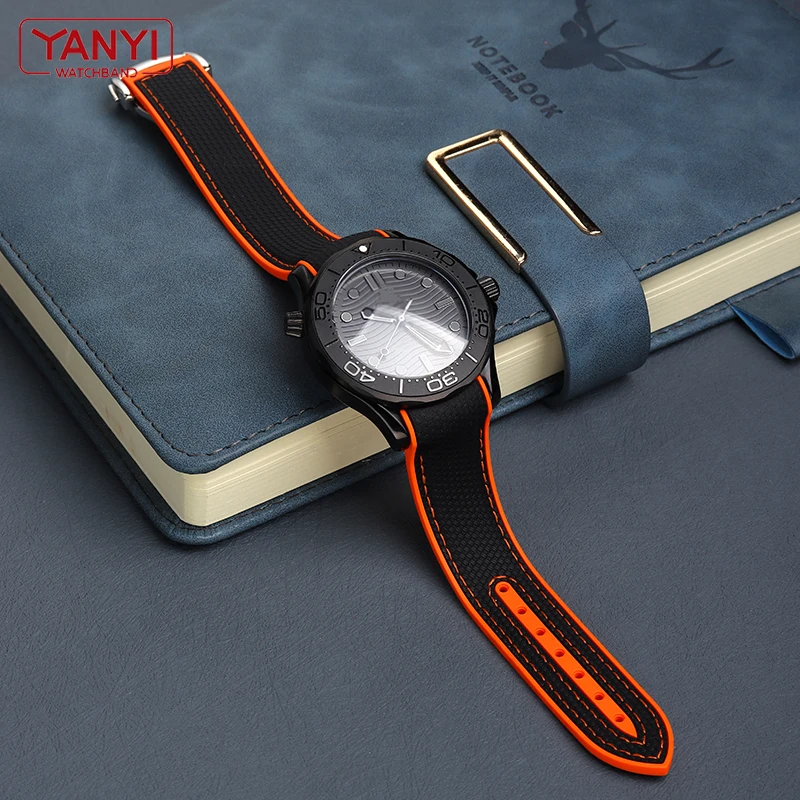 Фото Ремешок резиновый для часов omega Watch band, Силиконовый складной браслет с застежкой и изогнутым концом, 19 мм 20 мм 21 мм 22 мм №3