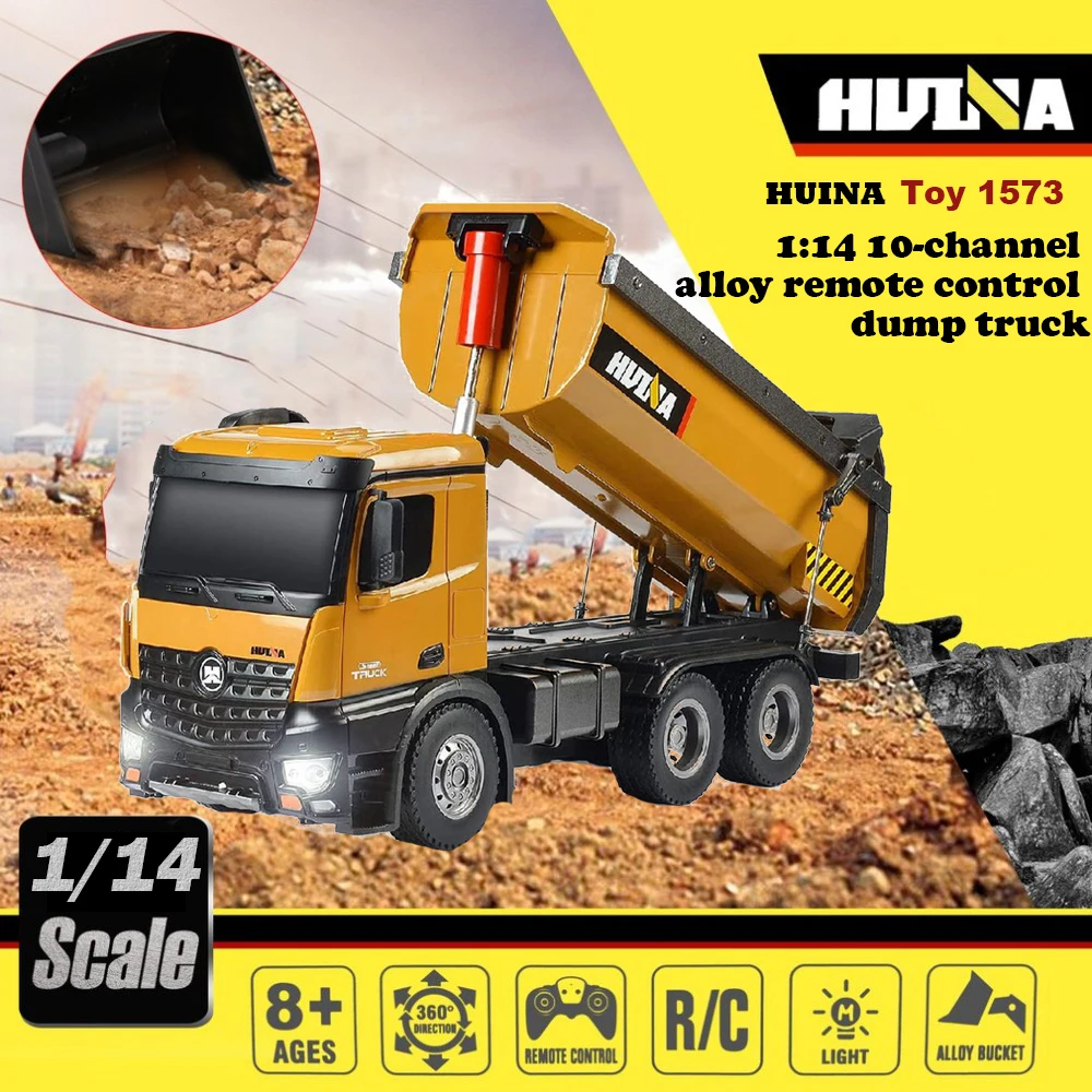 

Большой Радиоуправляемый самосвал HUINA 1/14, Инженерная техника с дистанционным управлением, грузовик 1573, модифицированный подъемник «сделай сам», быстрая Бесплатная игрушка для мальчиков, подарок