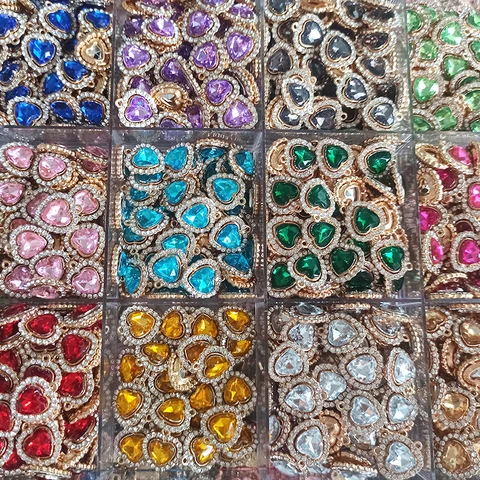 20 шт., хрустальное стекло, сплав, циркон, кулон в форме сердца любви, женское ожерелье, серьги, очаровательные ювелирные аксессуары, изготовление своими руками, браслет