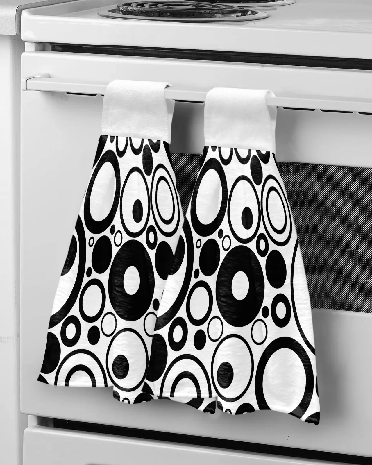 

Круглое абстрактное геометрическое современное художественное черное серое полотенце для рук инструменты для кухни ванной комнаты полоте...