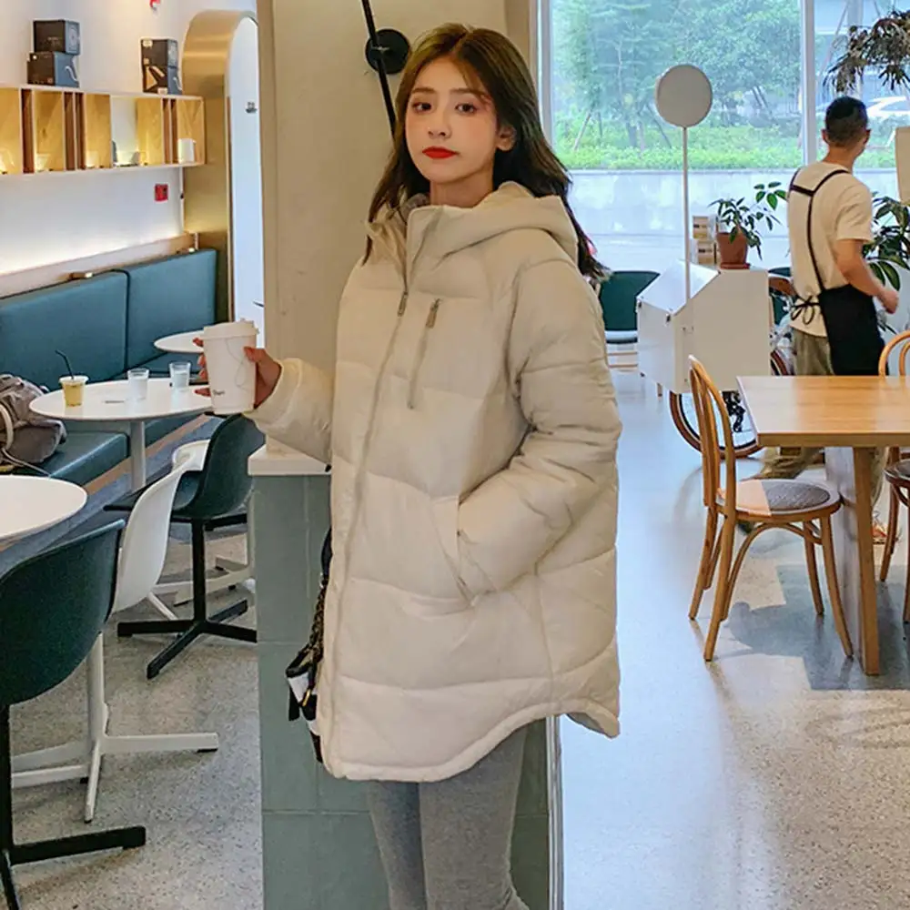 Women Warm Thick Cotton Down Jacket Coat Winter Solid Jacket Long Hooded Parka Female Casual Long Winter Coat Women Clothing New