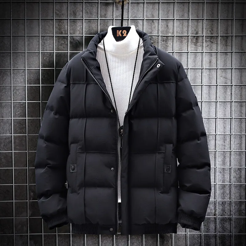 

Winter Jackets for Men Warm solid casual lapel thick cotton jackets for men