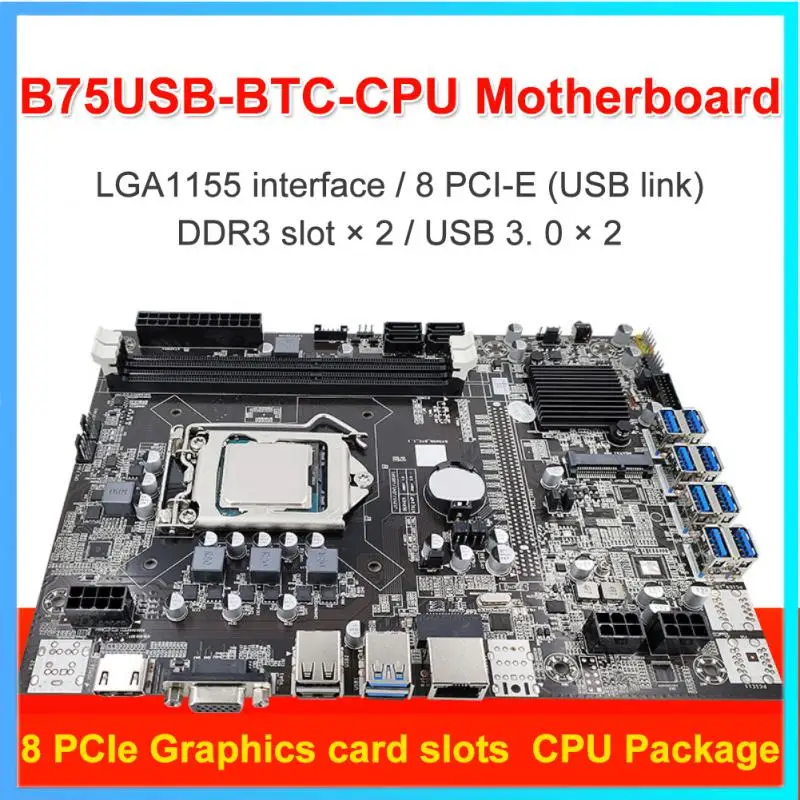 

Материнская плата B75 BTC для майнинга + ЦП G1620 + кабель SATA + коммутационный кабель LGA1155 8 * PCIE на USB поддержка 2 * DDR3 B75 USB кабели для материнской плат...