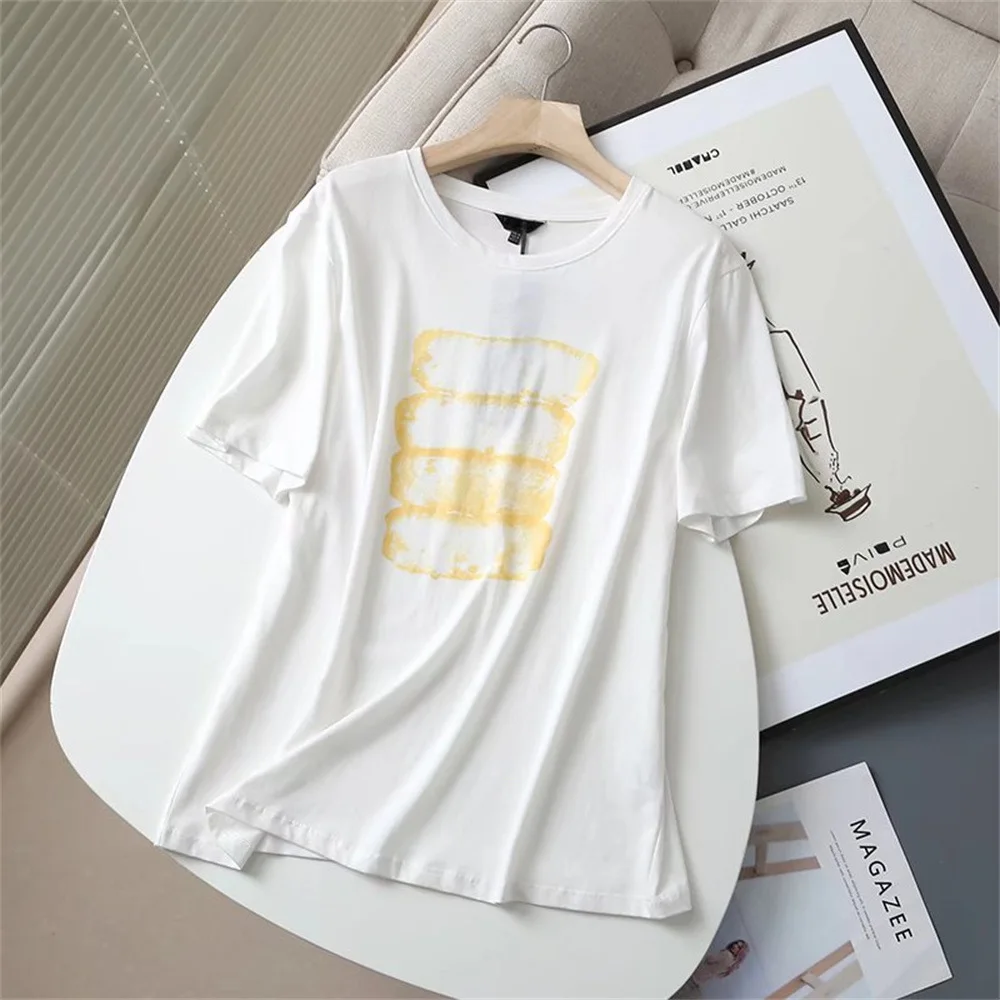

PB & ZA2022 summer new women's fashion basic elegant commuting round neck short sleeve printing casual cotton T-shirt