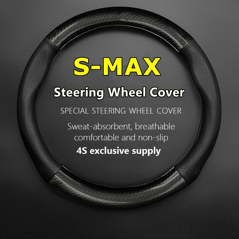 

PU Microfiber For Ford S-MAX Steering Wheel Cover Genuine Leather Carbon Fit SMAX 2011 2013 Vignale 2014 2015 2016 ST Line 2018