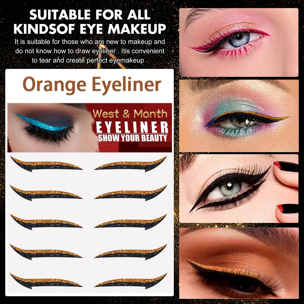 

5Pairs/set Waterproof Eyelid Line Stick Reusable Glitter Eyeliner Sticker Double Eyelid Sticke Eye Makeup Self-adhesive Cosmetic