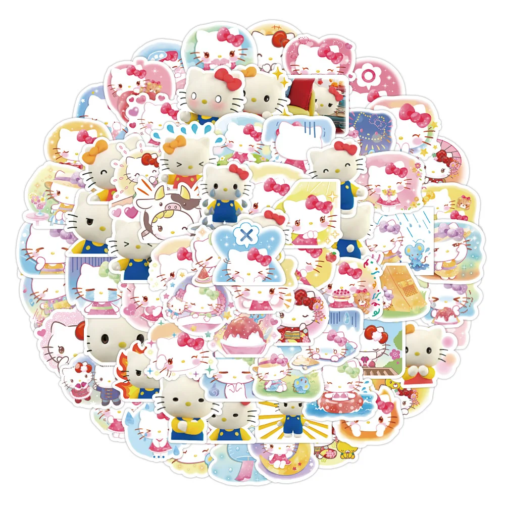 

60 Pcs Hello Kitty Stickers Anime Stickers Originality Waterproof Skateboard Motorcycle Guitar Luggage Laptop Bicycle Stickers