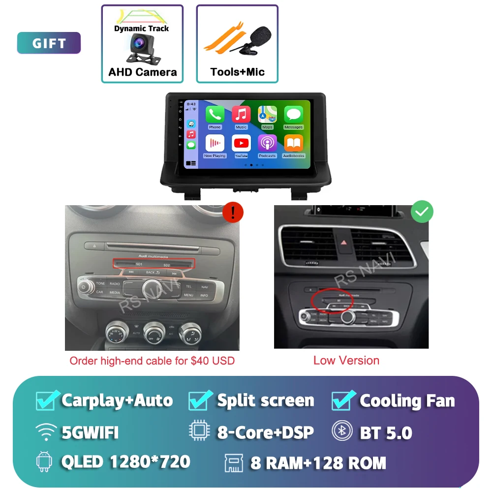 

Автомобильный радиоприемник Android 15 для Audi Q3 MMI 2011 2012-2018, мультимедийный GPS-навигатор, стерео CarPlay, авто видео 4G + WIFI DSP BT