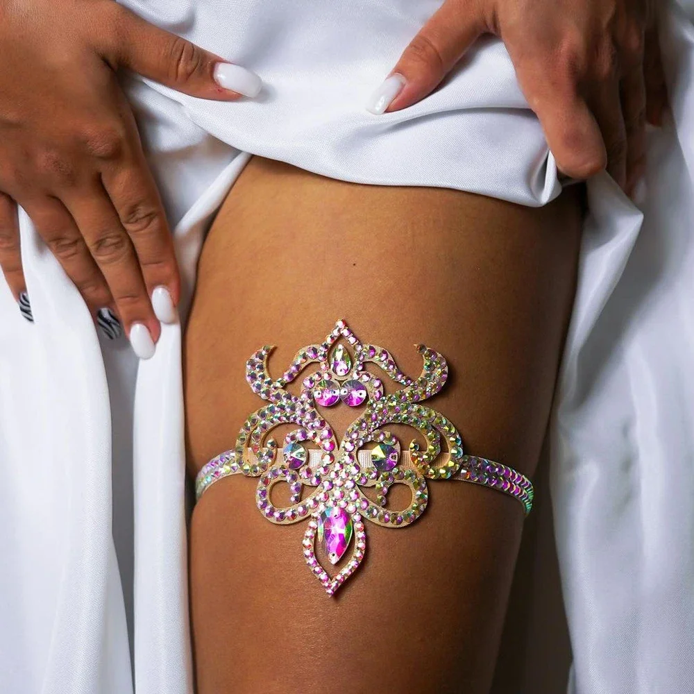 Женское танцевальное платье Rave Bright Beach Bikini с разноцветными кристаллами