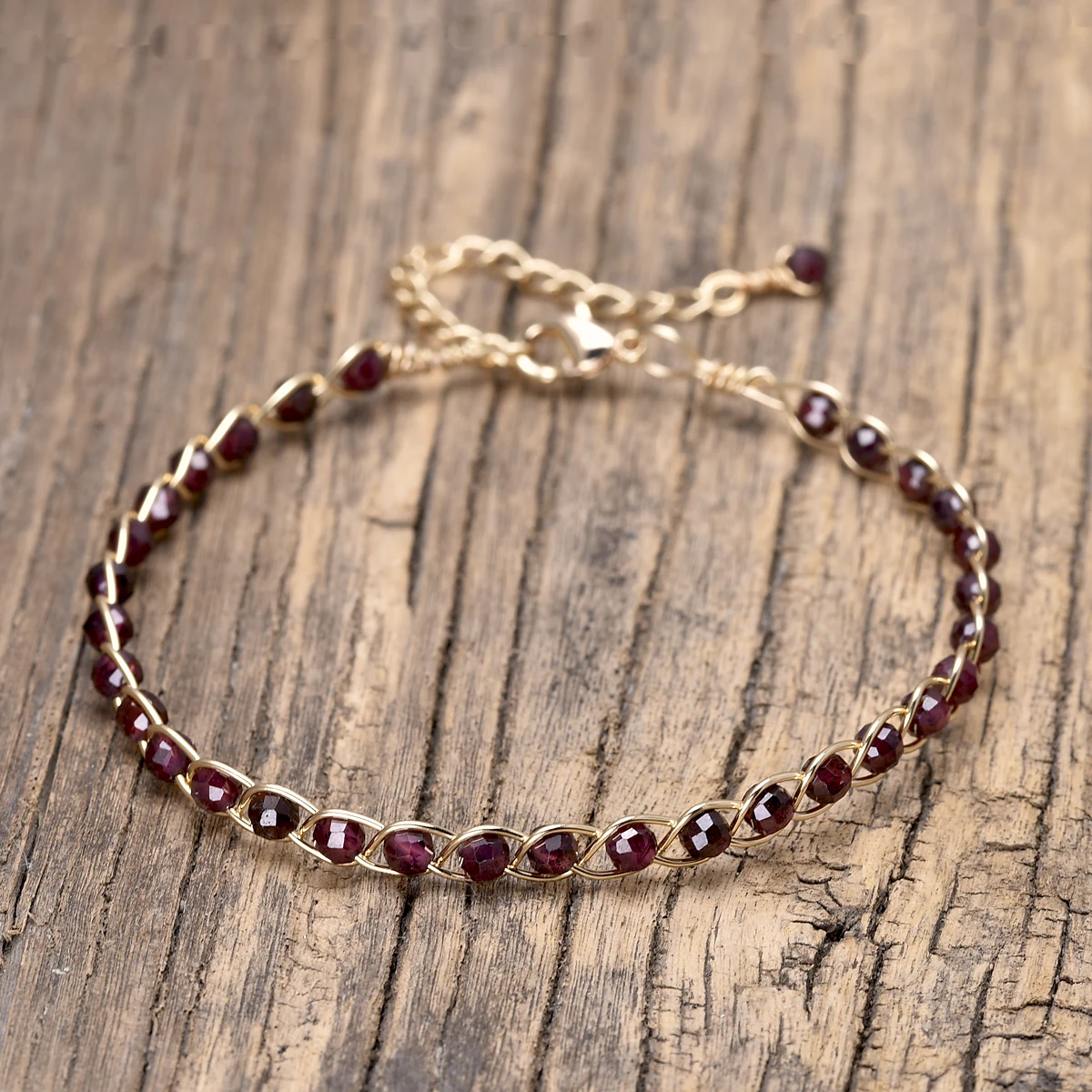 Натуральный камень красный гранат медная проволока плетеные браслеты ручной