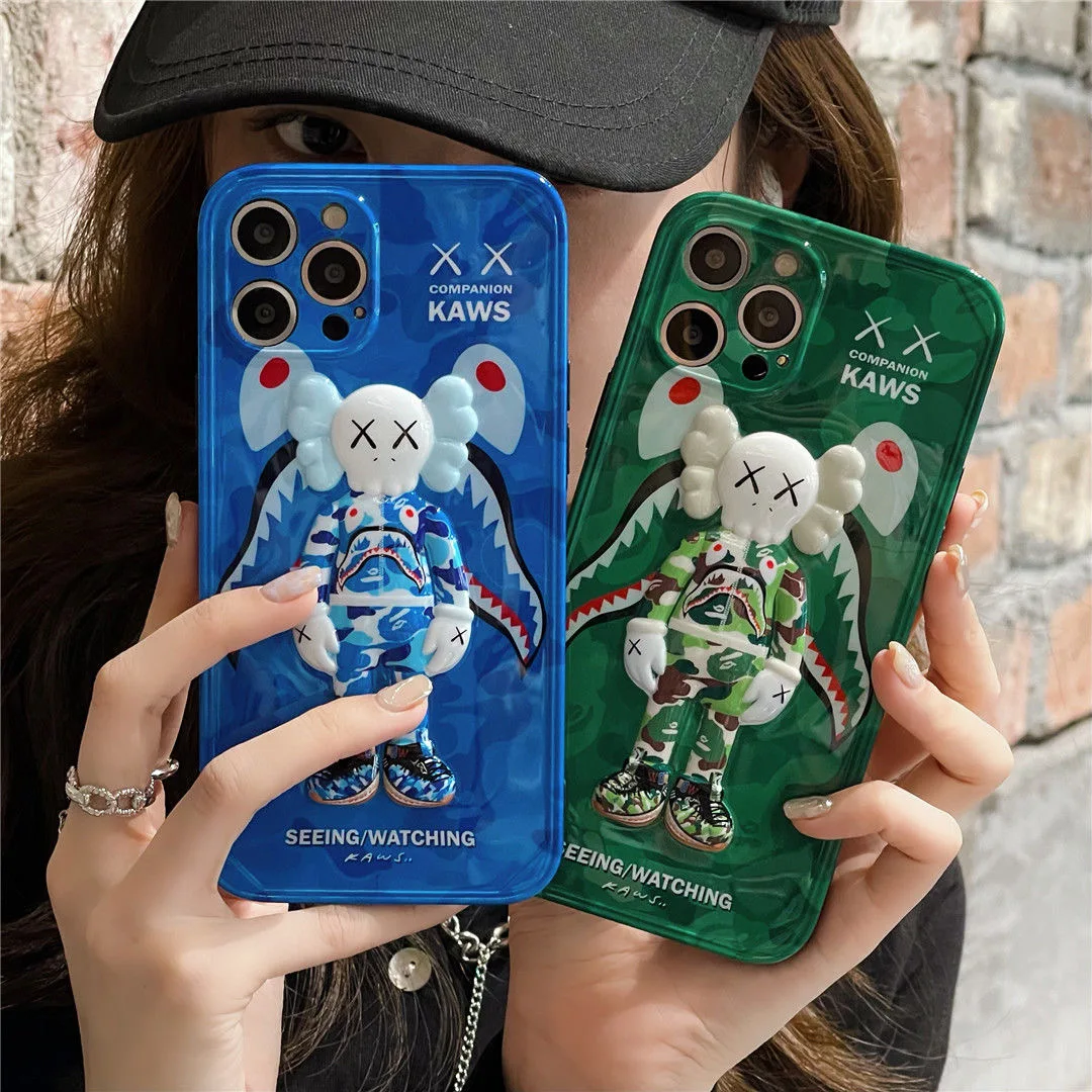 

Co-Brand Kawaii Sesame Street Kawsed Shark Phone Cases For iPhone 13 12 11 Pro Max Mini XR XS MAX 8 X 7 SE 2020 Back Cover