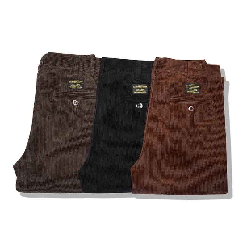 

Retro Corduroy Cargo Men Women High Quality Black Pocket Thick Straight Casual Streetwear Pants Winter Workwear Overalls