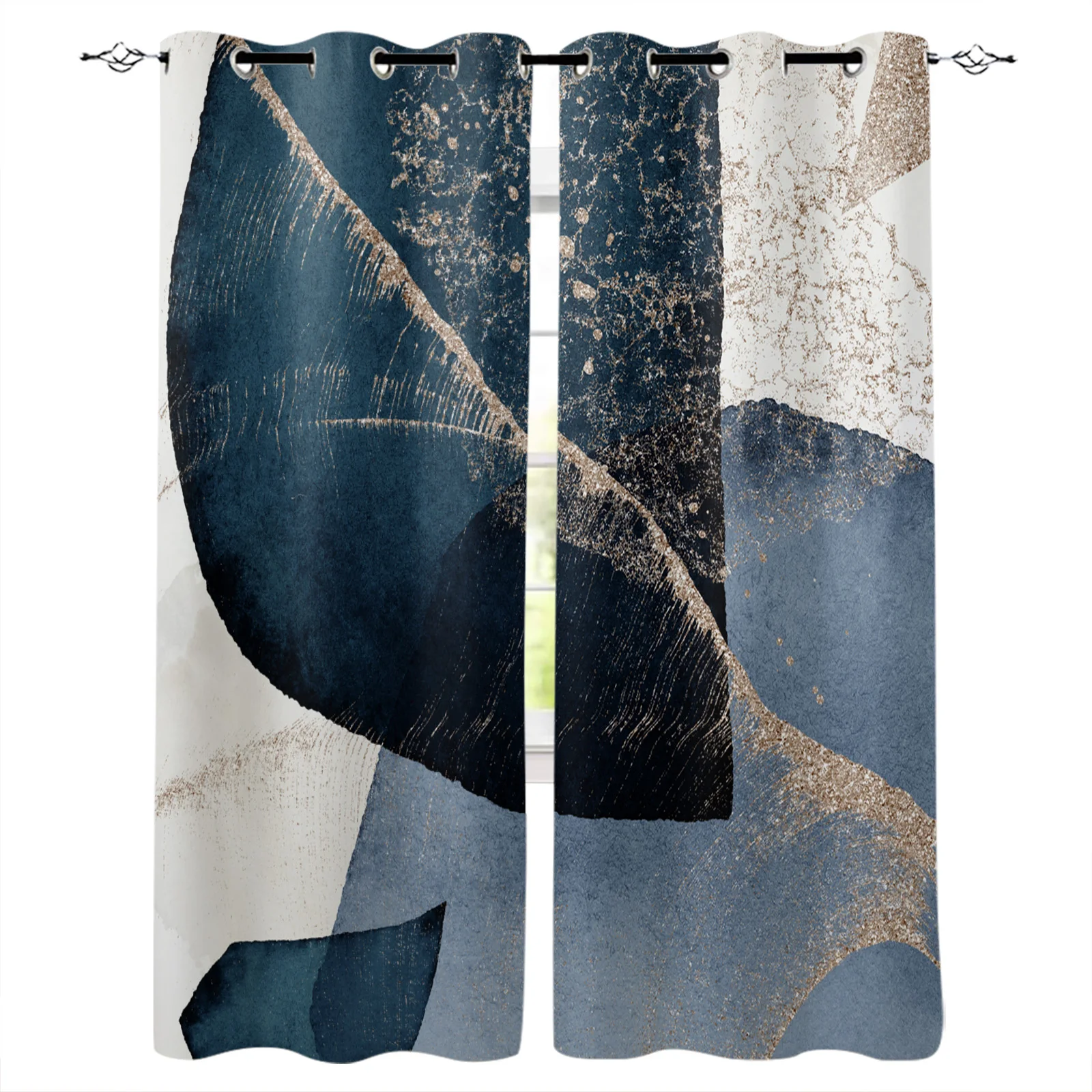 Абстрактные Художественные круглые квадратные полосатые синие Оконные