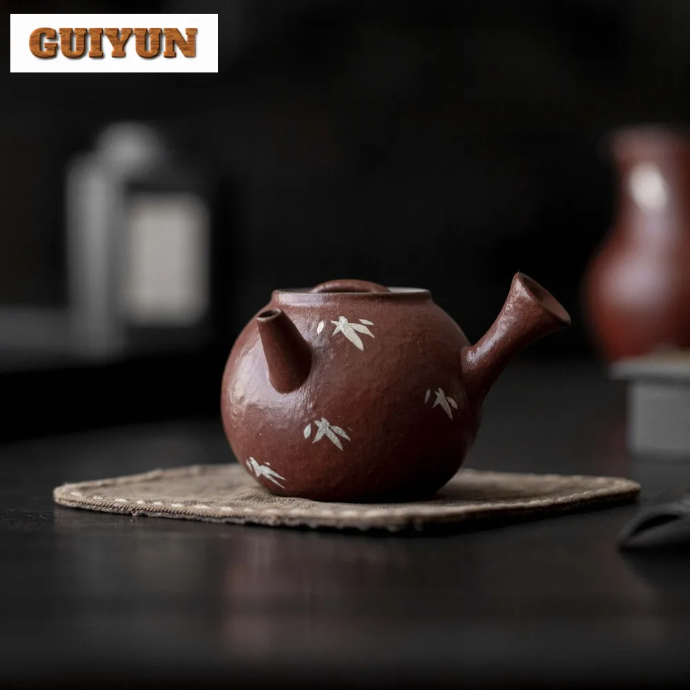 110 мл ручная роспись позолоченный серебряный бамбуковый чайник ручной работы