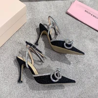 wedding shoes glitter double crystal bow pointed toe pumps black bride bridesmaid party real photos