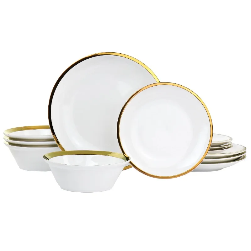 

Premier Gold Fine Ceramic 12 Piece Dinnerware Set
