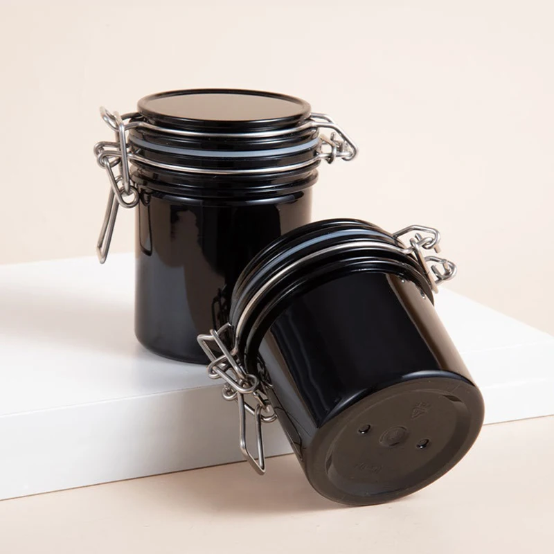 250 мл круглые черные пластиковые герметичные банки для ванны бутылка соли