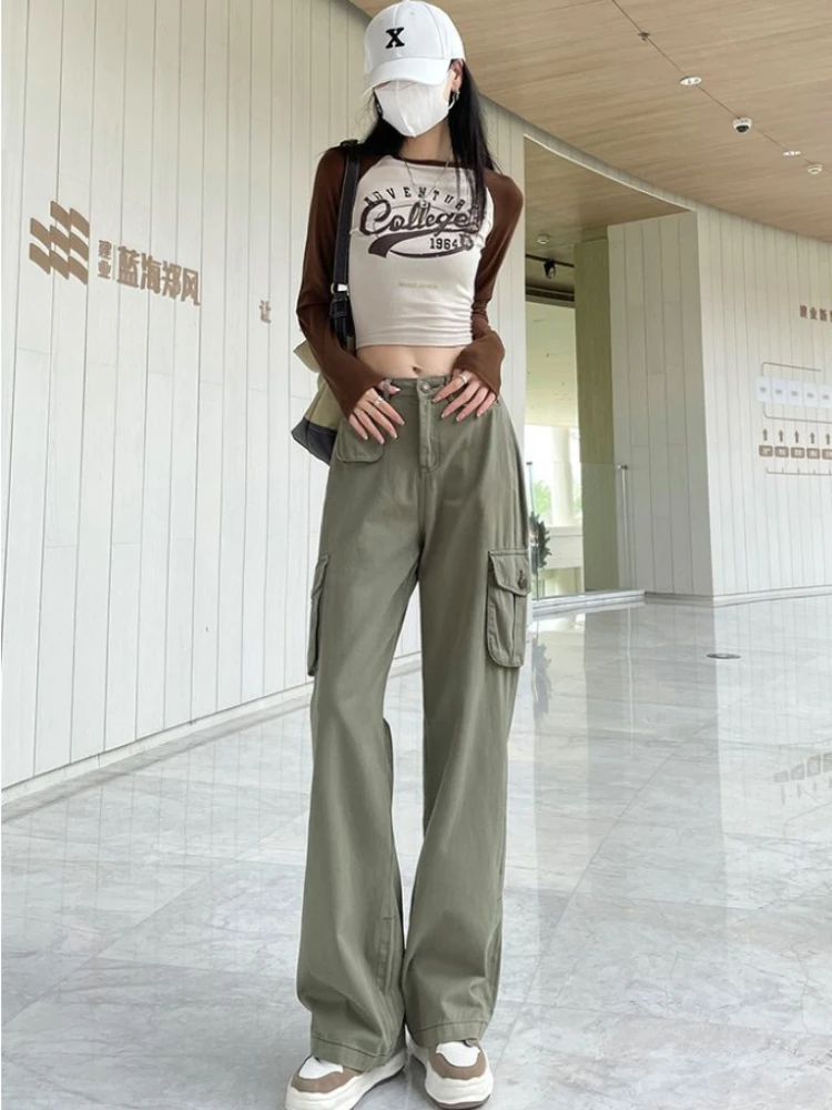 

All Match Women Jeans Solid Pockets High Waist Spring Autumn Casual Loose Pantalones De Mujer Fashion Simple Vintage Pants 2022