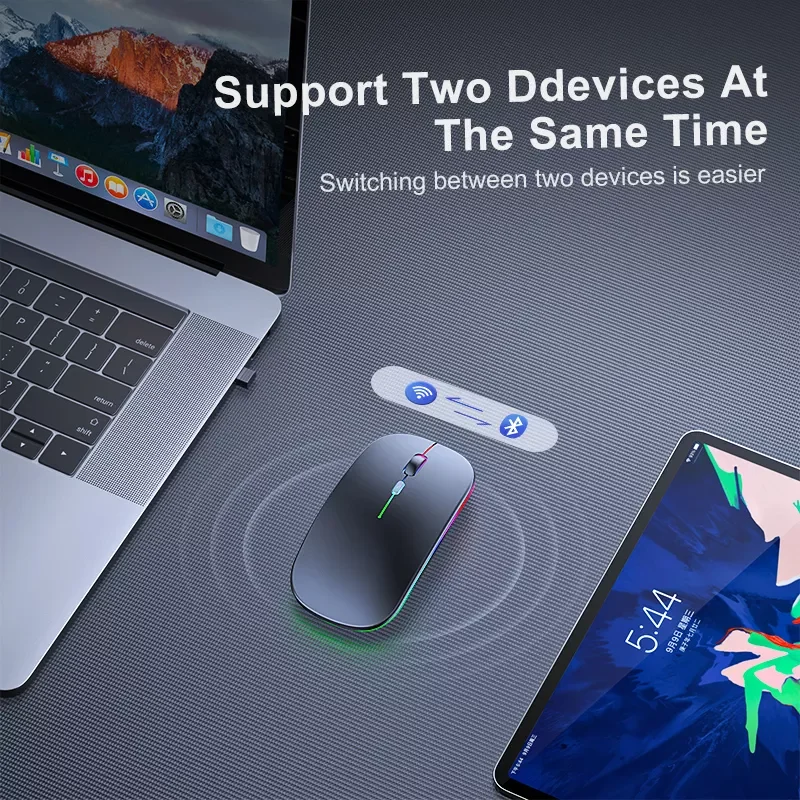 

Rechargeable Wireless Mouse Computer Bluetooth Mouse Ergonomic Usb Mouse Silent Mause With Backlight RGB Mice For Laptop PC ipad