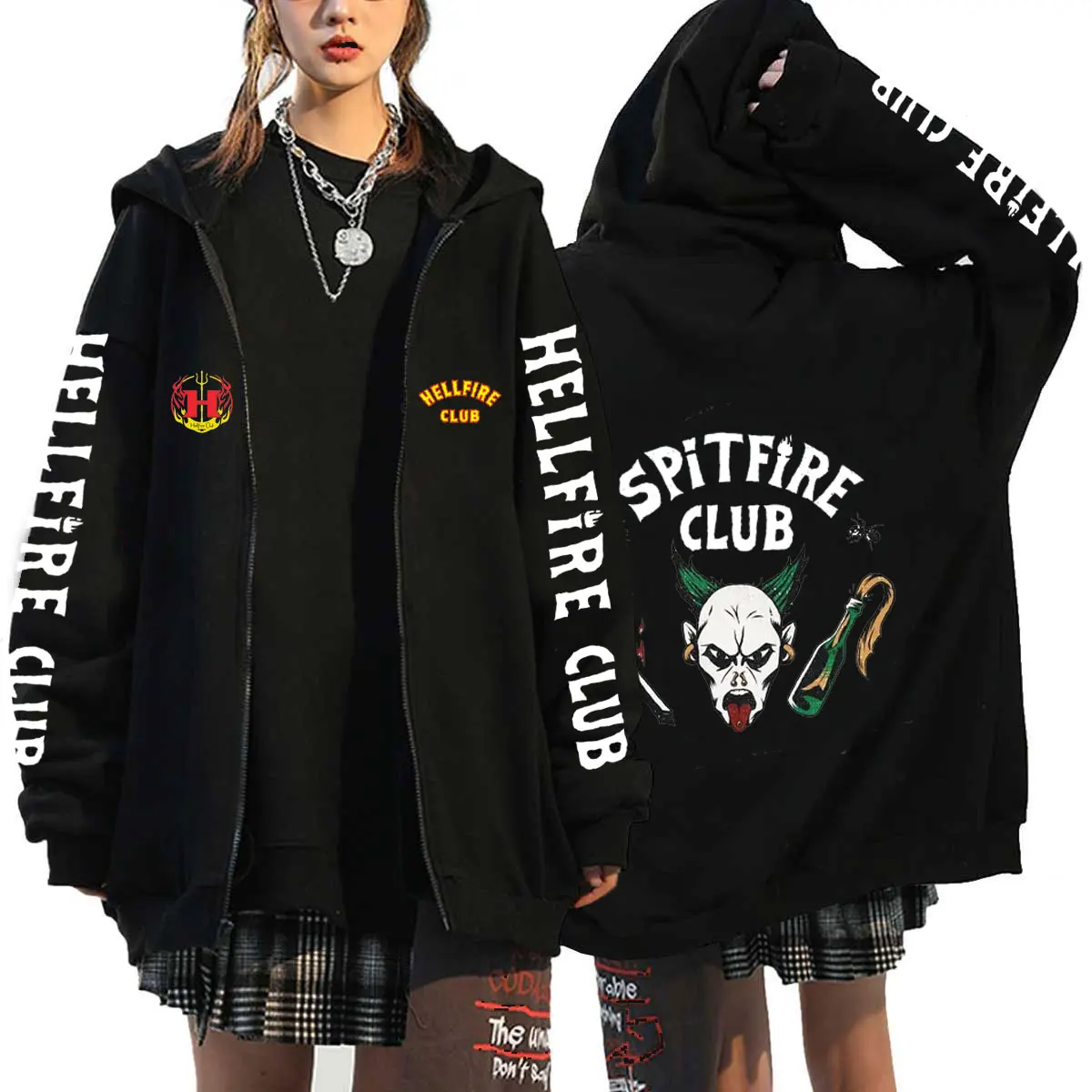 

Stranger Things Season 4 Sweatshirt Men Women Zip Hoodies Harajuku Pullover Hellfire Club Hoodies Women Men Casual Hoodie