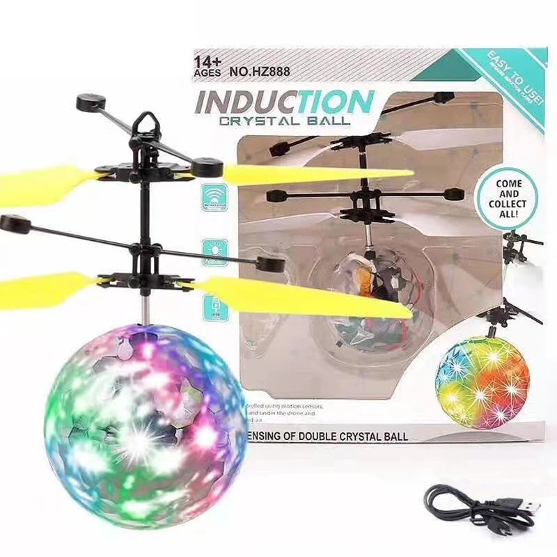 Children Induction Flying Ball Colorful Helicopter LED Crystal Ball Mini Drone Sensing Aircraft For Teenagers Christmas Gift