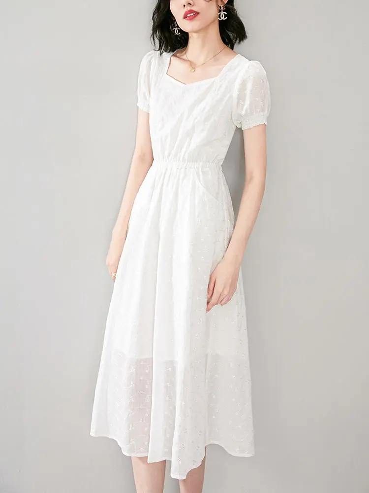 [Вечернее белое прямое платье Broken Code] Вечернее летнее 2024 новое женское с высокой