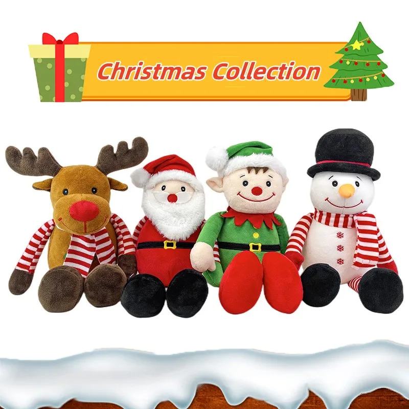 

Plush Toys Cartoon Christmas Series Snowman Elk Elves Plush Figurines Santa Claus Children Toys Gifts