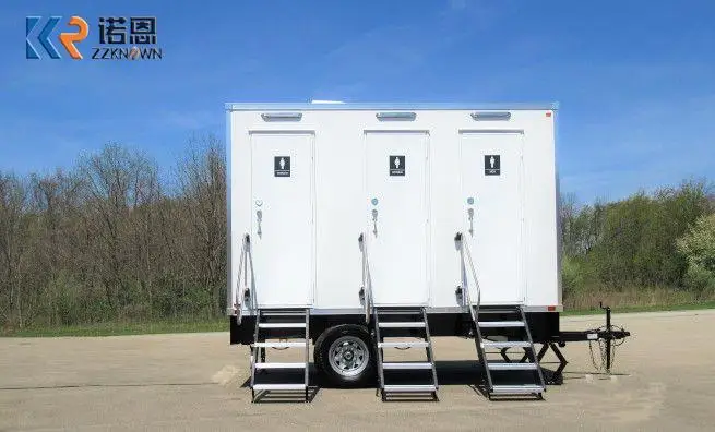 

3 Station Mobile Portable Toilet Trailer Camping VIP Luxury Restroom Trailer Prefab Houses