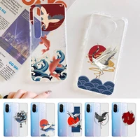 yndfcnb crane and koi chinese style phone case for samsung a51 a52 a71 a12 for redmi 7 9 9a for huawei honor8x 10i clear case