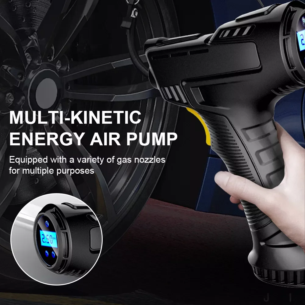 

120W Rechargeable Air Compressor Wireless Inflatable Air Compressor Pump Portable with Pressure Gauge Emergency LED Lights