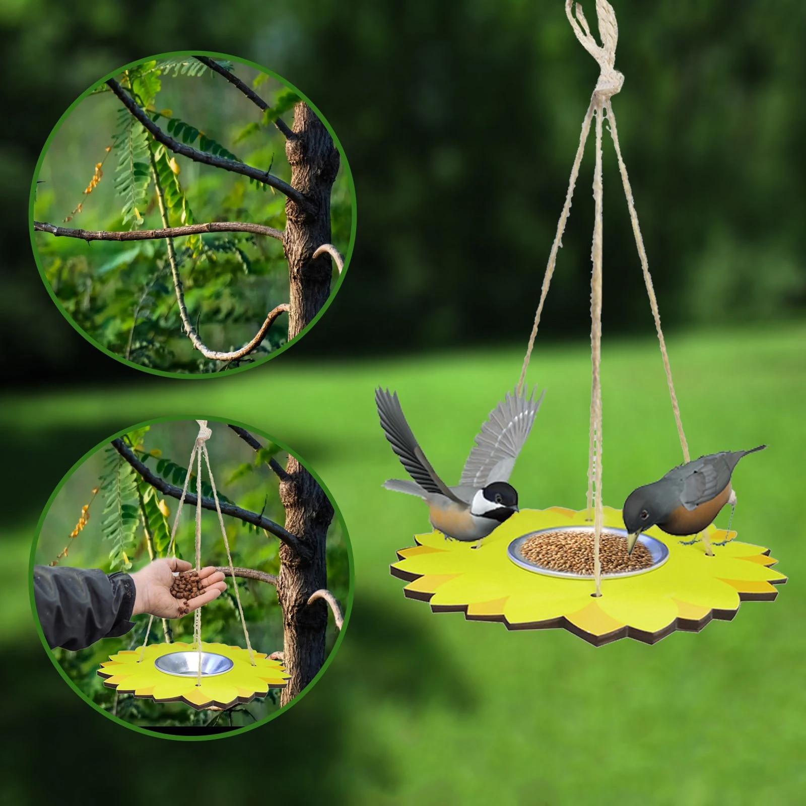 

Pet Bird Feeder Outdoor Hanging Nest Bird House Automatic Foot Feeding Tool Backyard Garden Aves Decor Bird Feeder Container 92g