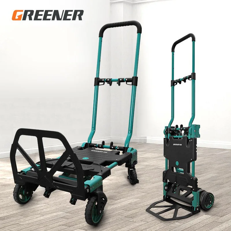 

GREENERY Trolley Foldable Pull Cargo Handling Multi-Functional Traction Express Flat Small Trailer Climbing Stairs Portable