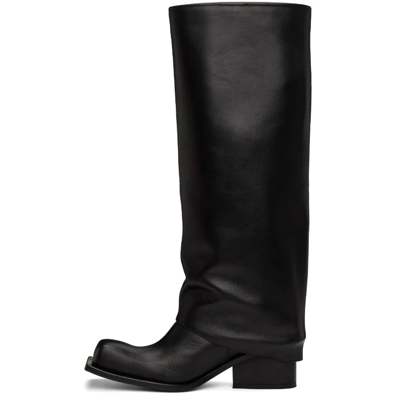 New Square Headed Thick Bottom Thick Heel Winter Trouser Sleeve Leather Boot Cover Knee High Waterproof Platform Women's Boot