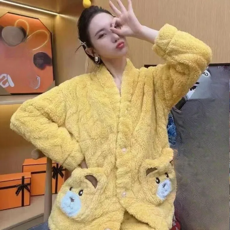 Осенне-зимние пижамы женские плотная новая одежда для дома костюм студенческая