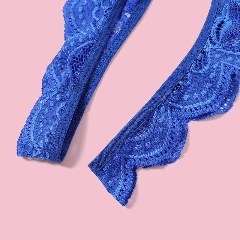 Полупрозрачный синий кружевной сексуальный боди на бретельках облегающий