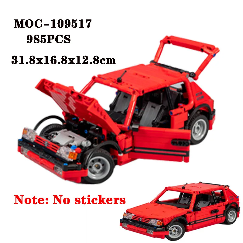 

Classic MOC-109517 Building Block Car 205 GTI Static Edition 985PCS Assembly Model Parts Adult and Children's Toy Gifts